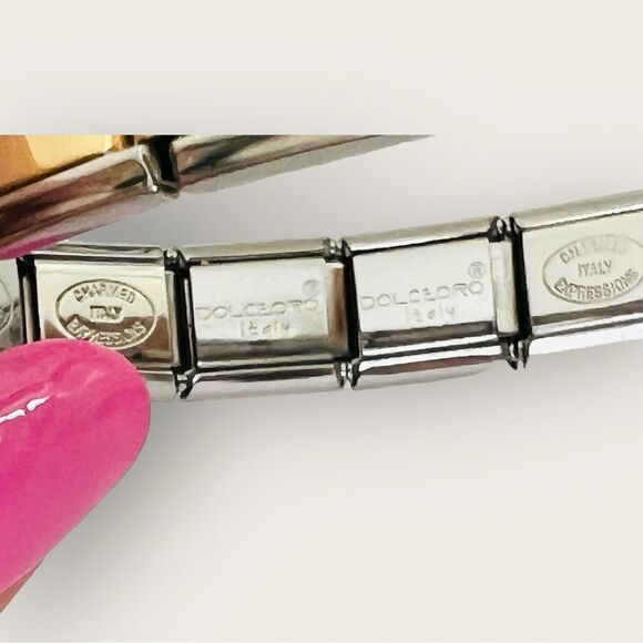 Vintage Dolceoro Italy stainless steel & gold bracelet - Picture 5 of 5